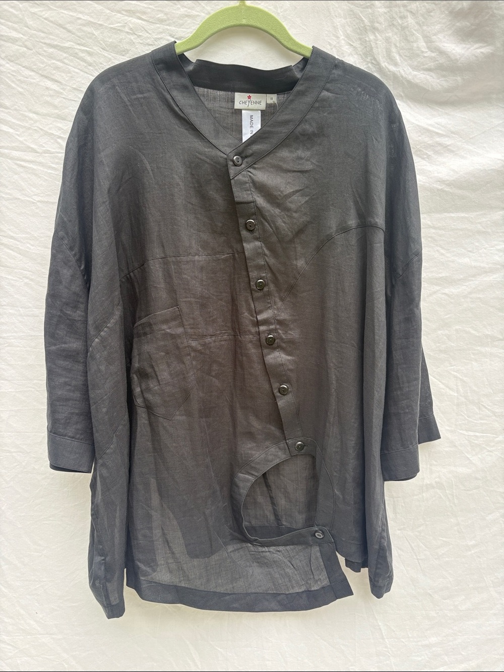 Cheyenne Black Linen-Blend Button Down Shirt
